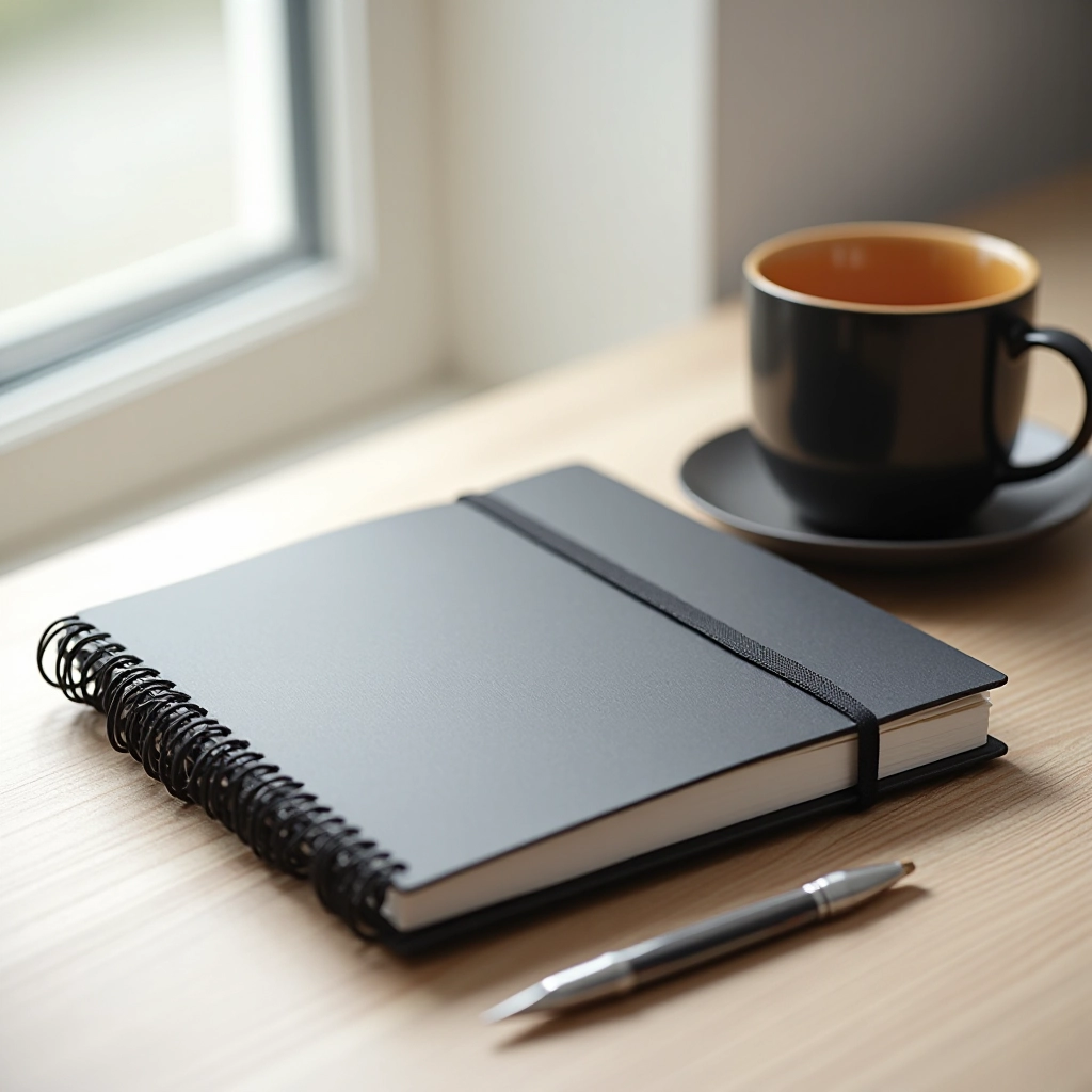 Workspace setup with organizer, pen, and coffee showing professional planning environment